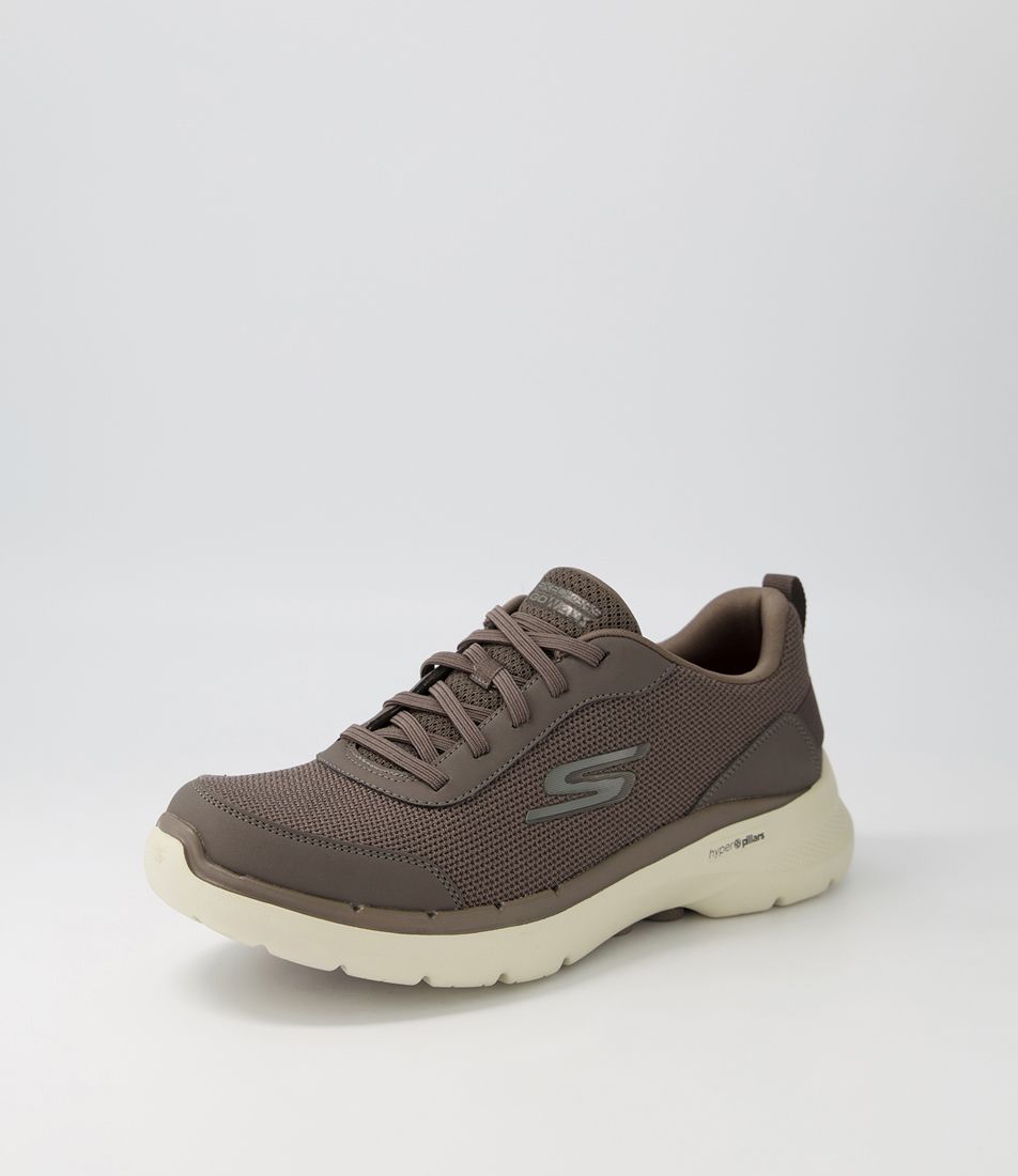 Go Walk 6 Taupe Mesh Sneakers