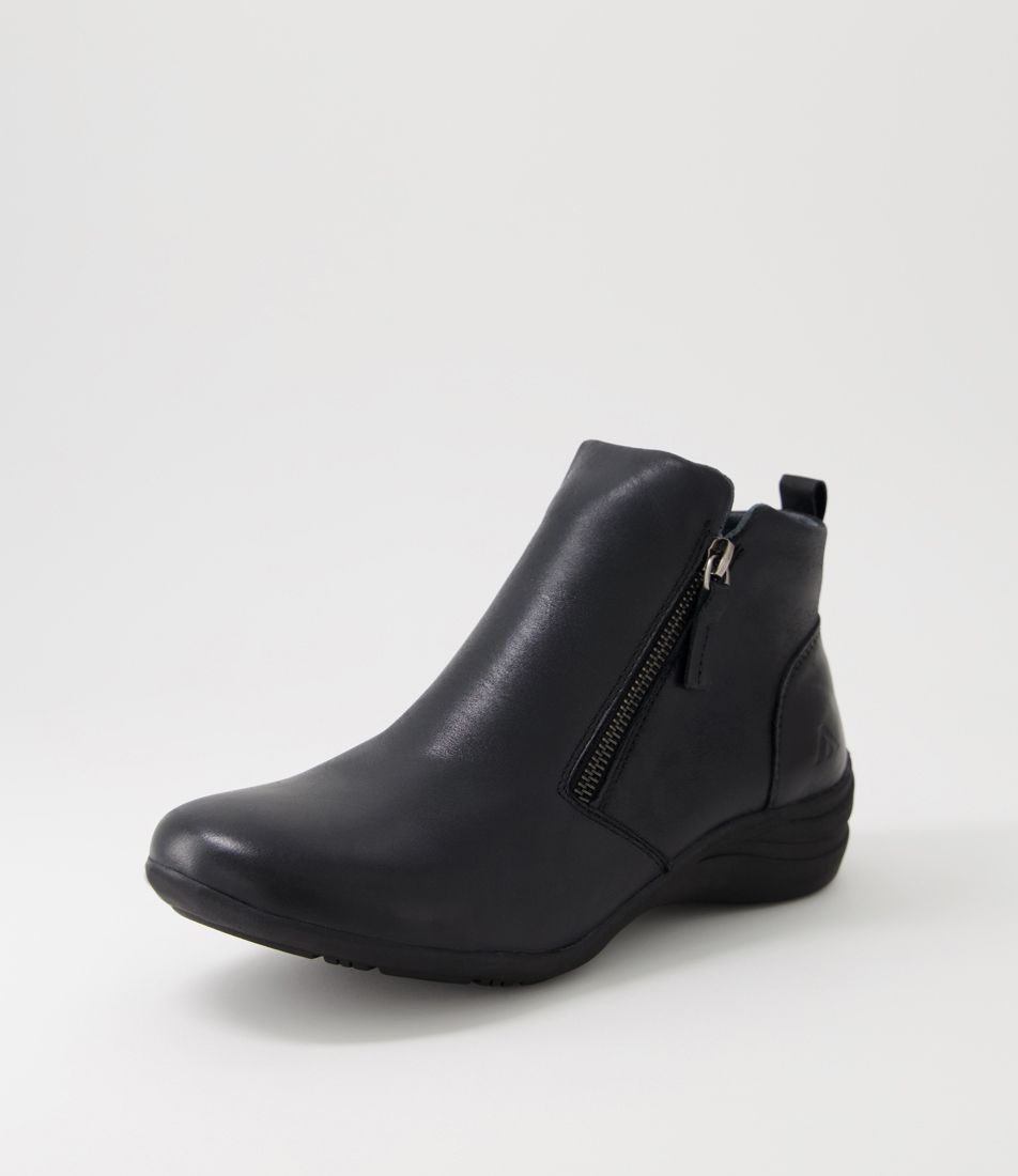 Bouse Black Leather Ankle Boots
