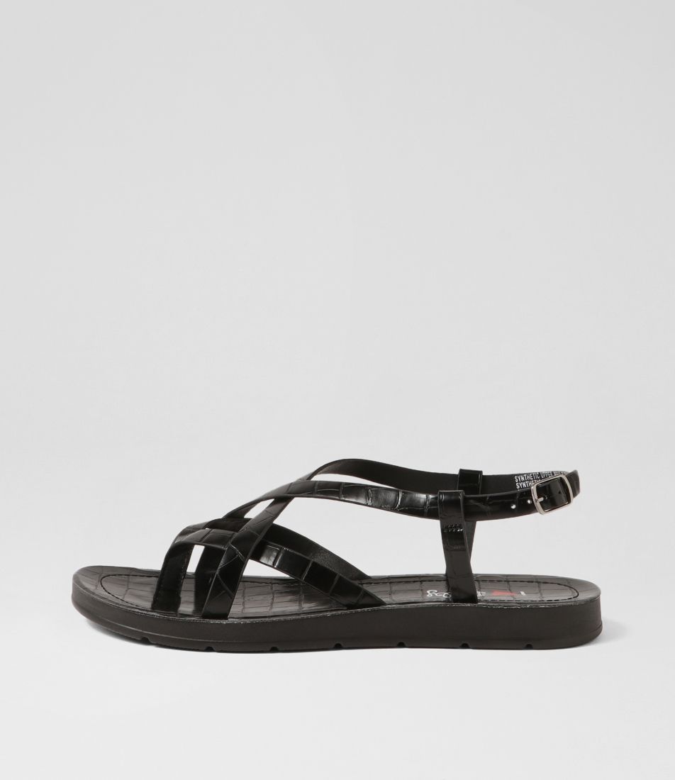 Mighty Black Croc Sandals