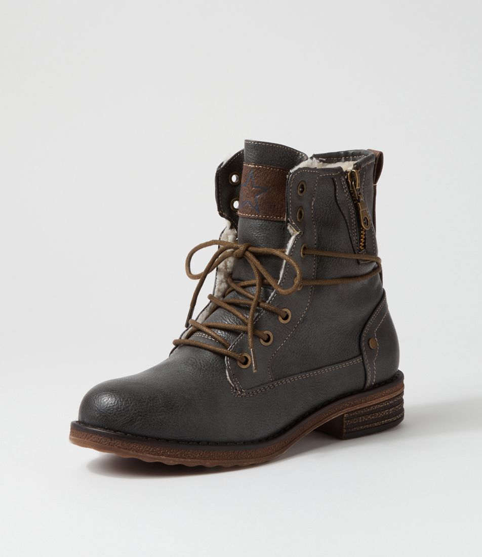 Miskeen Charcoal Lace Up Boots