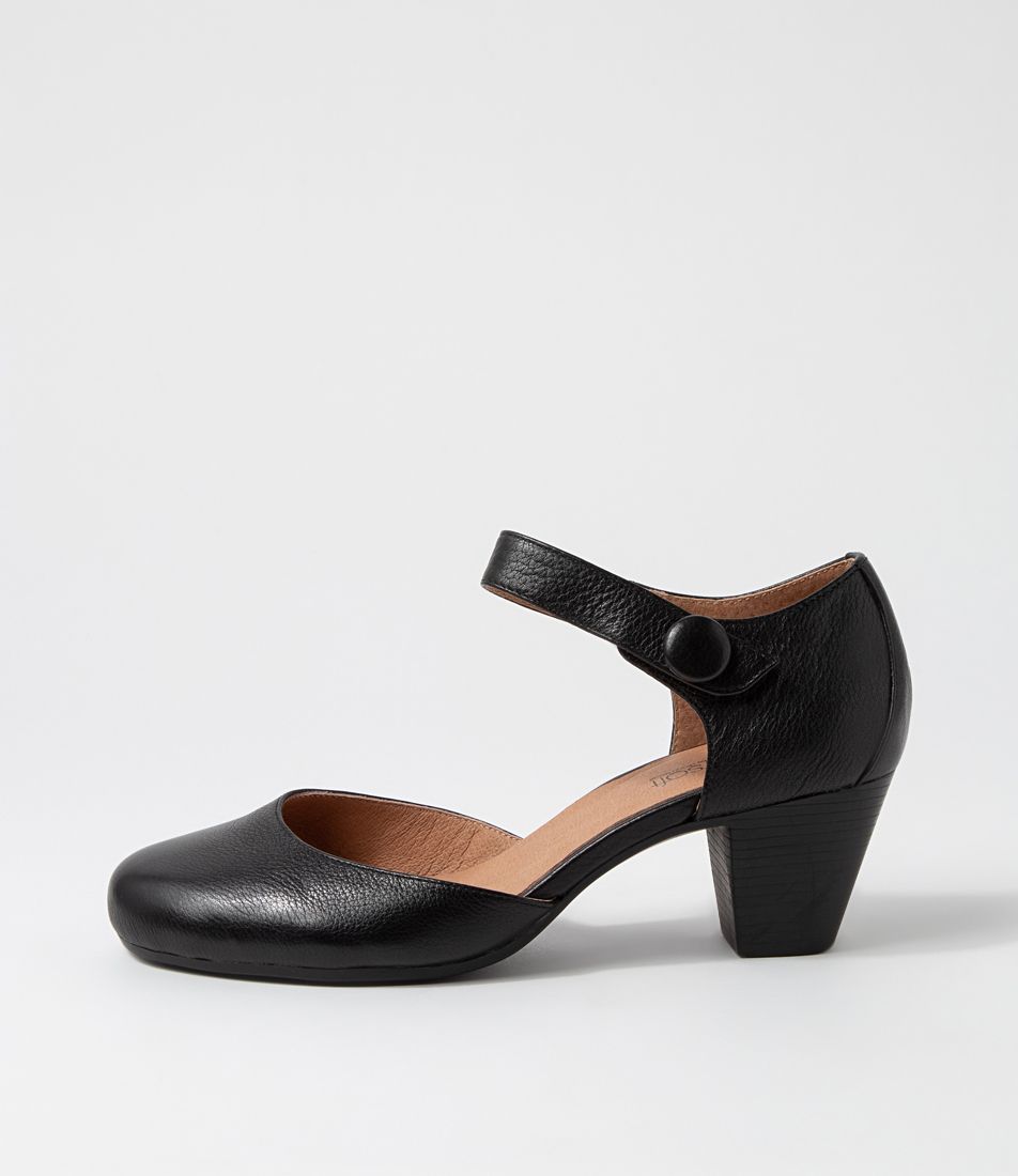 Felicia Black Leather Heels