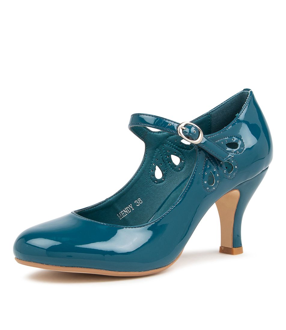 MENDY TEAL PATENT HEELS