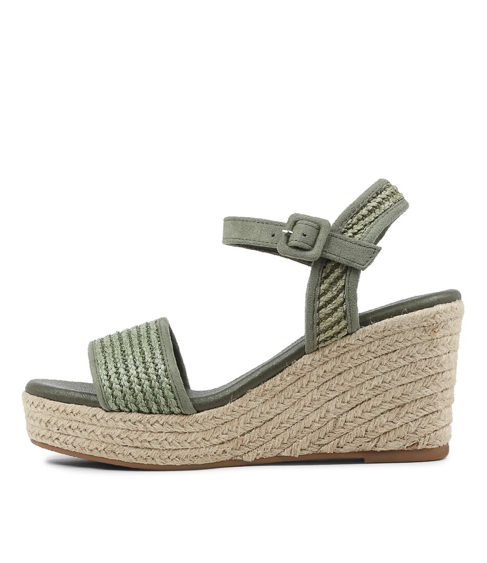 Ketto Khaki Syn Raffia Espadrilles