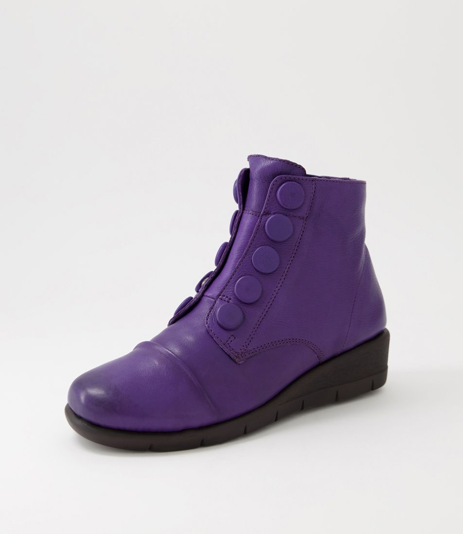 Mabbee Light Purple Leather Ankle Boots