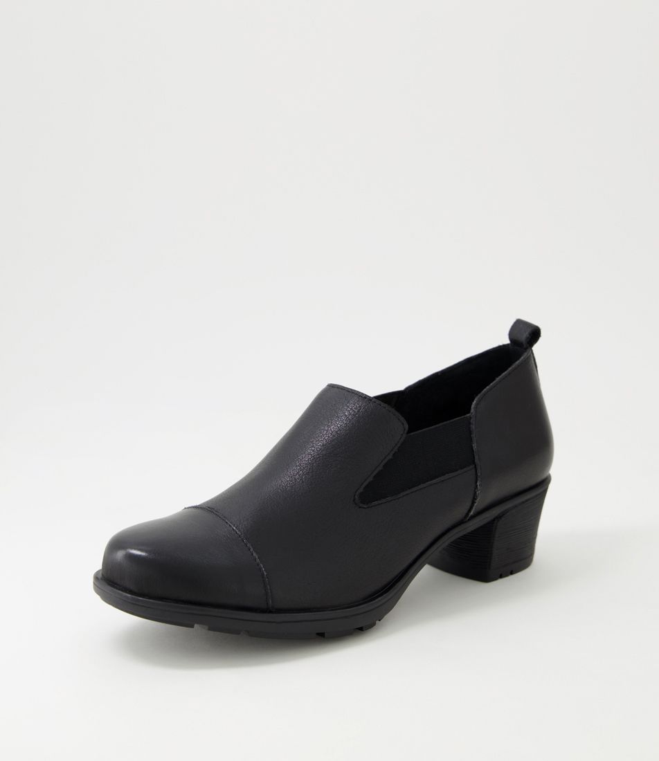 Ironia Black Leather Heeled Shoes