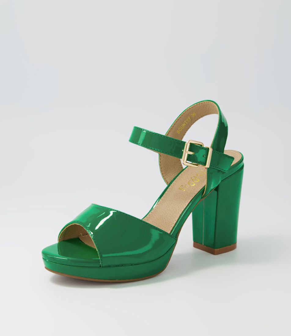 Bountys Green Patent Pu Sandals