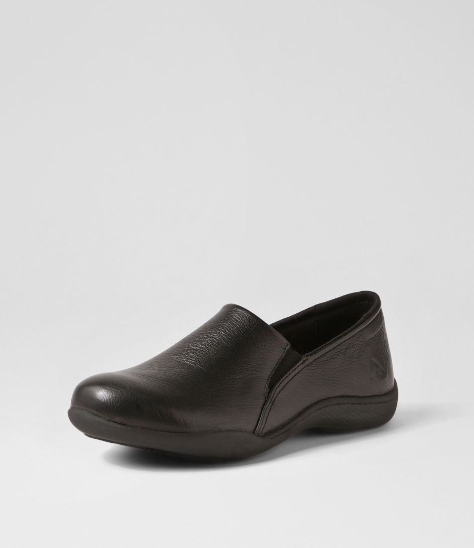 Grands Black Leather Flat Shoes