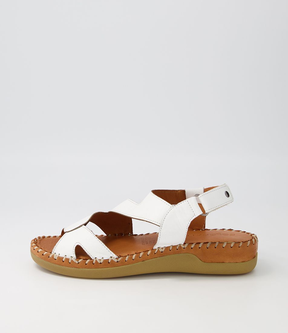 Yasil White Leather Sandals