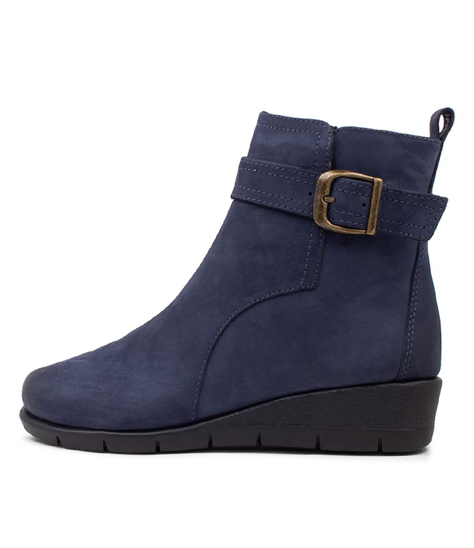 Mother Navy Nubuck Ankle Boots