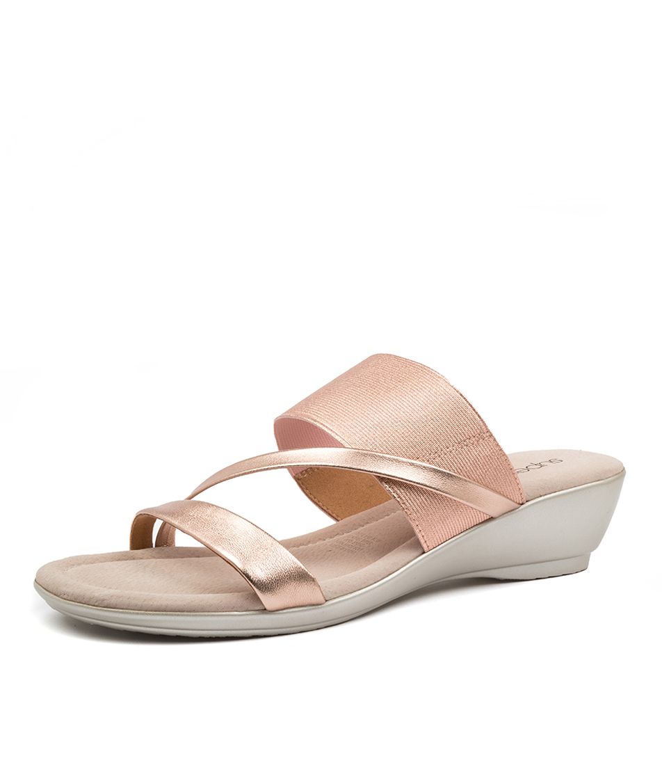 Paralee Rose Gold Leather Elastic Sandals