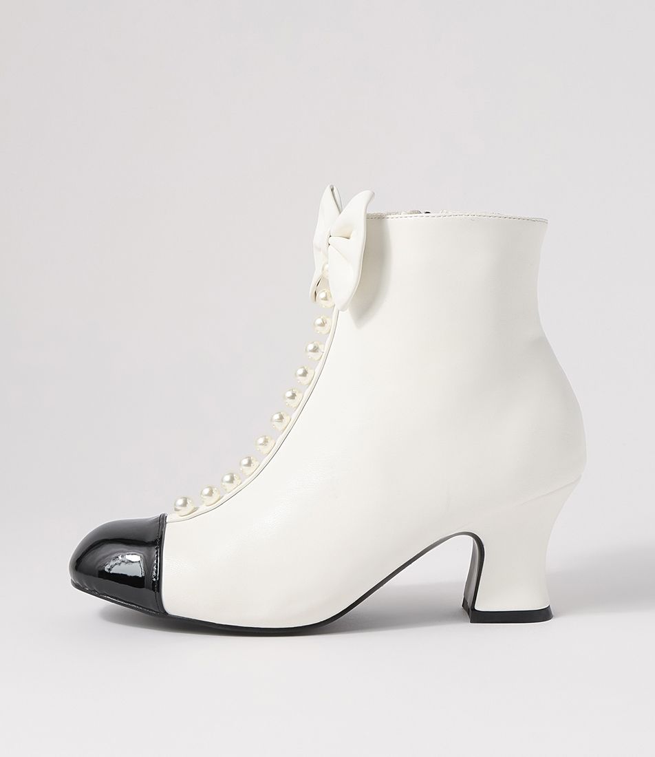 Yuliet Black Bone Patent Pu Ankle Boots