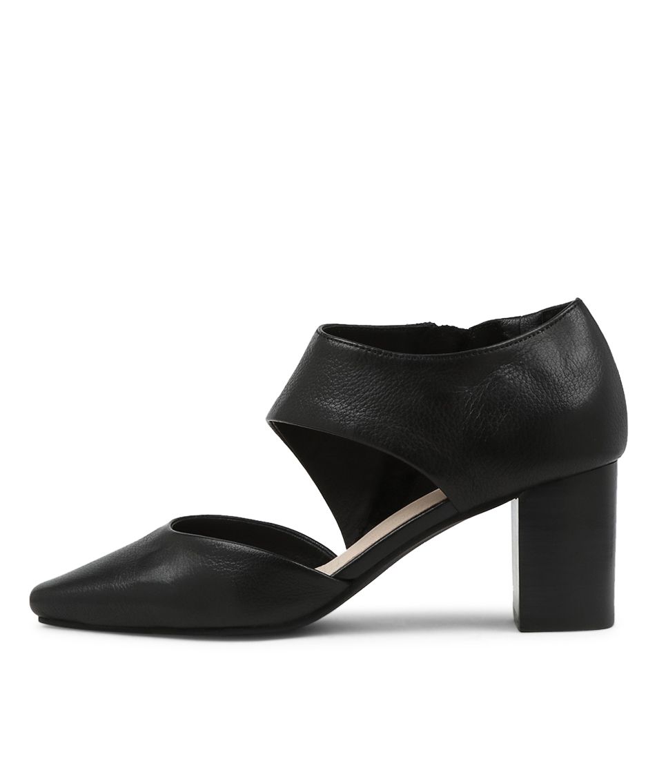 Naja2 Black Leather Pump Heels