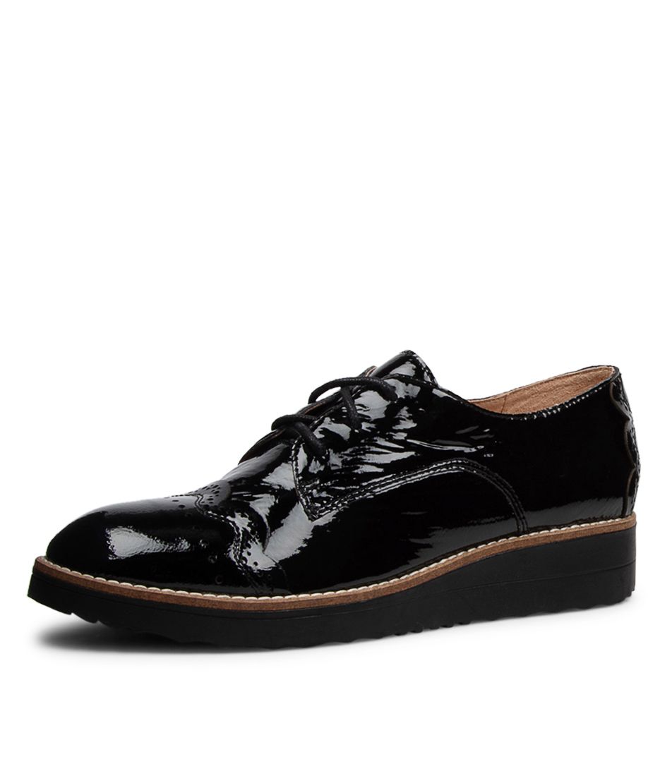 Oracles Black Patent Leather Flat Shoes BS
