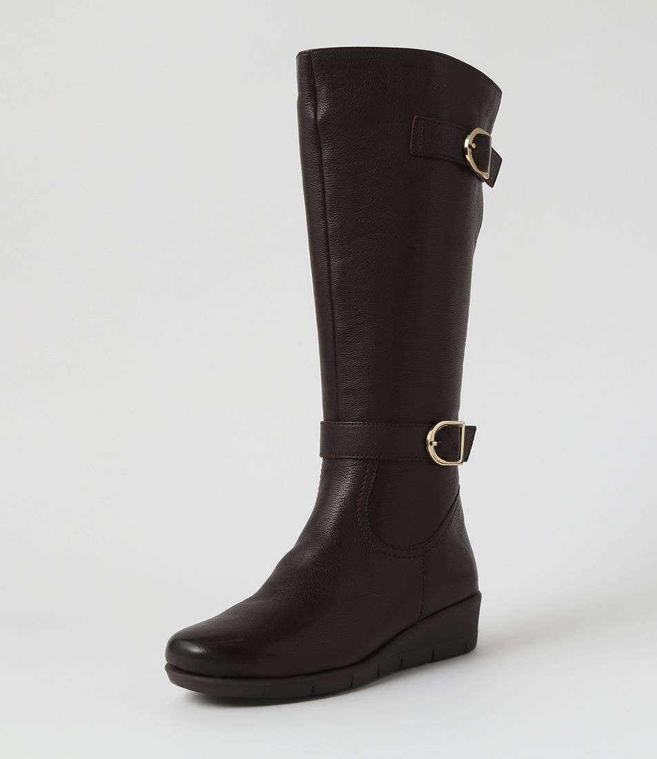 Masterio Dark Brown Leather Knee High Boots