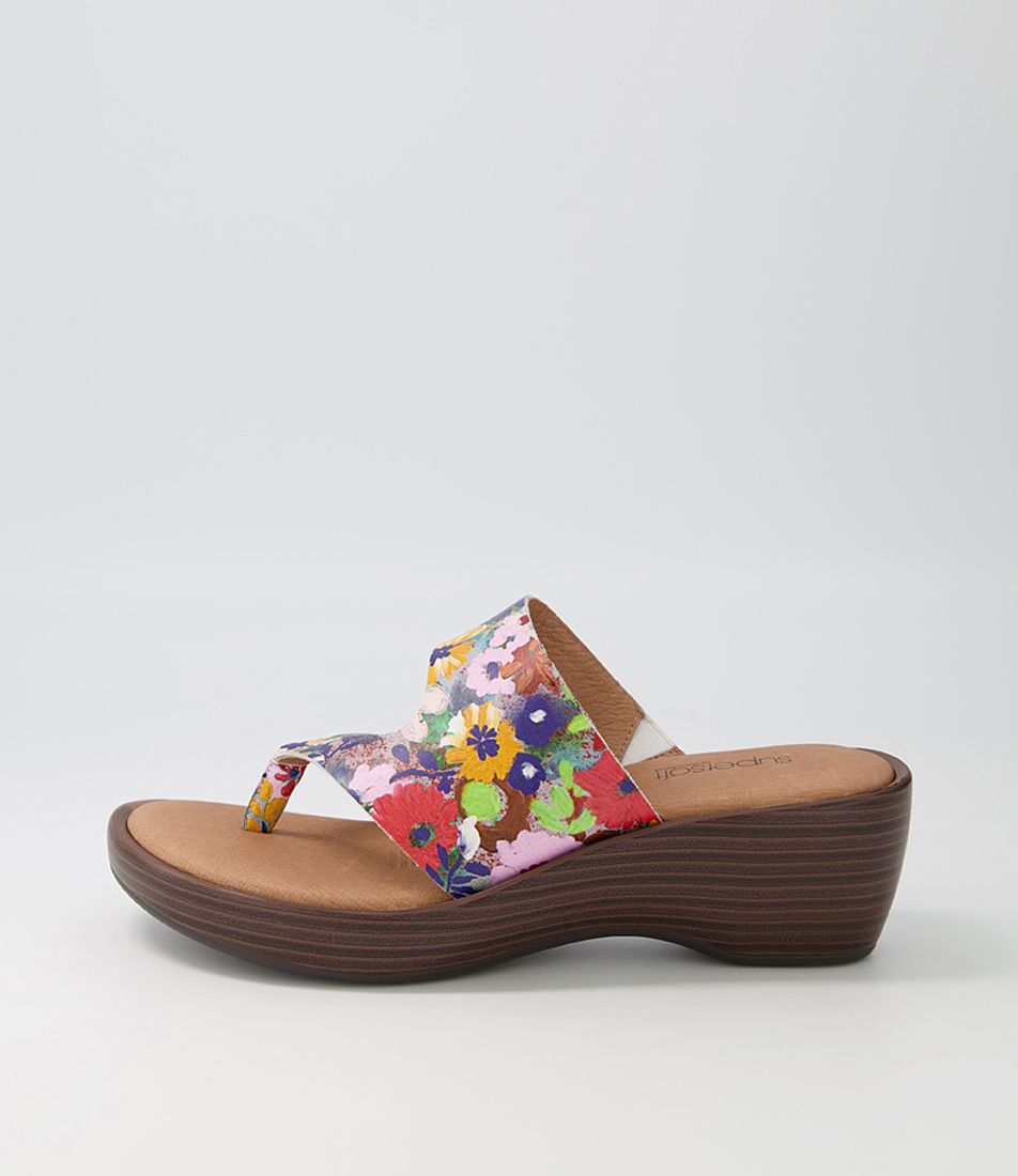 Bobbies Bright Floral Leather Sandals