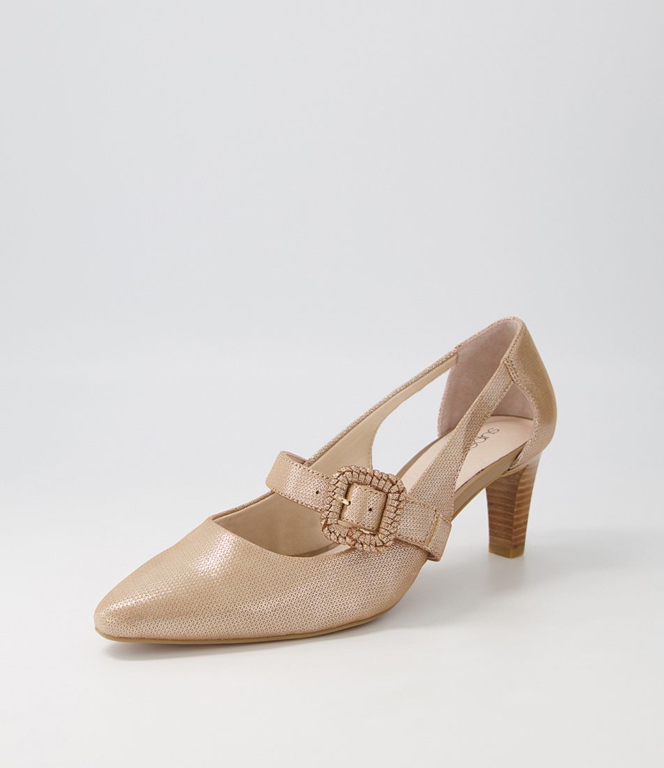 Mentonia2 Blush Metallic Leather Heels