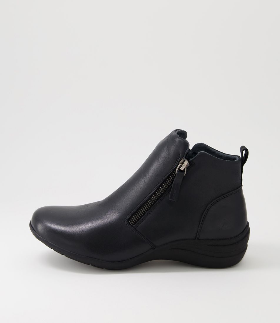 Bouse Black Leather Ankle Boots