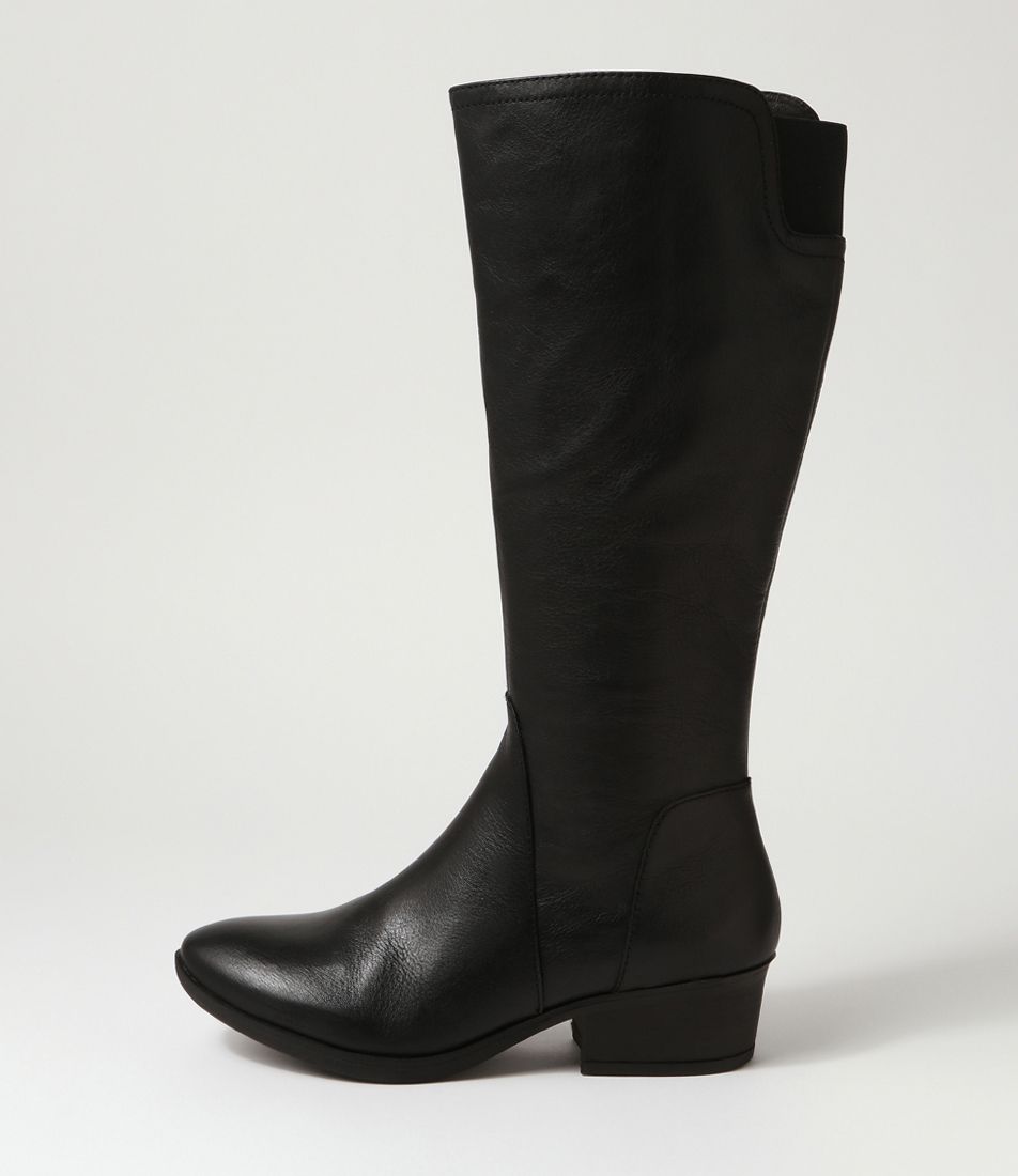 Zesto Black Leather Knee High Boots