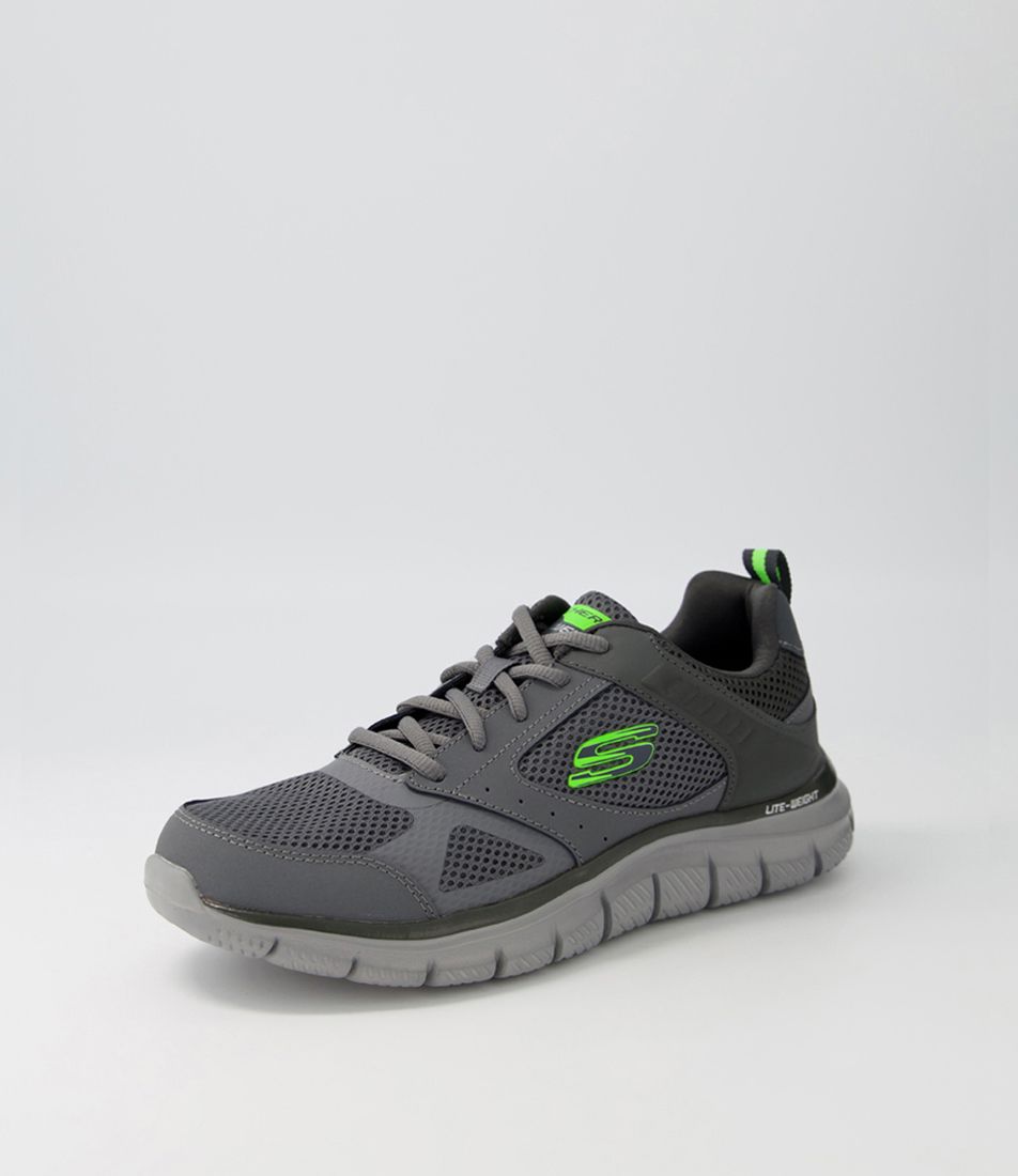 Track Charcoal Leather Mesh Sneakers