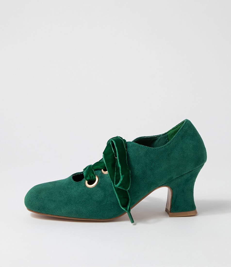Yalanda Emerald Microsuede Heels