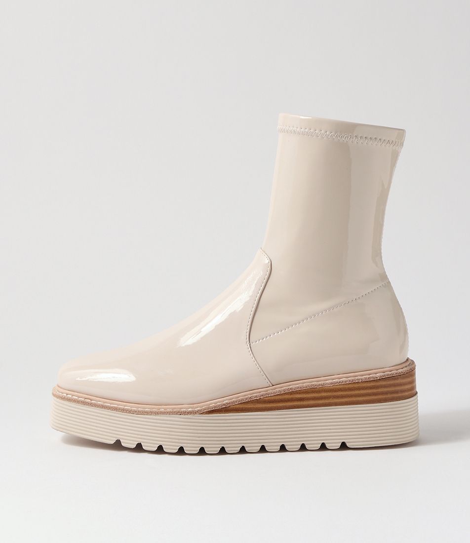 Ulike Latte Stretch Patent Pu Ankle Boots