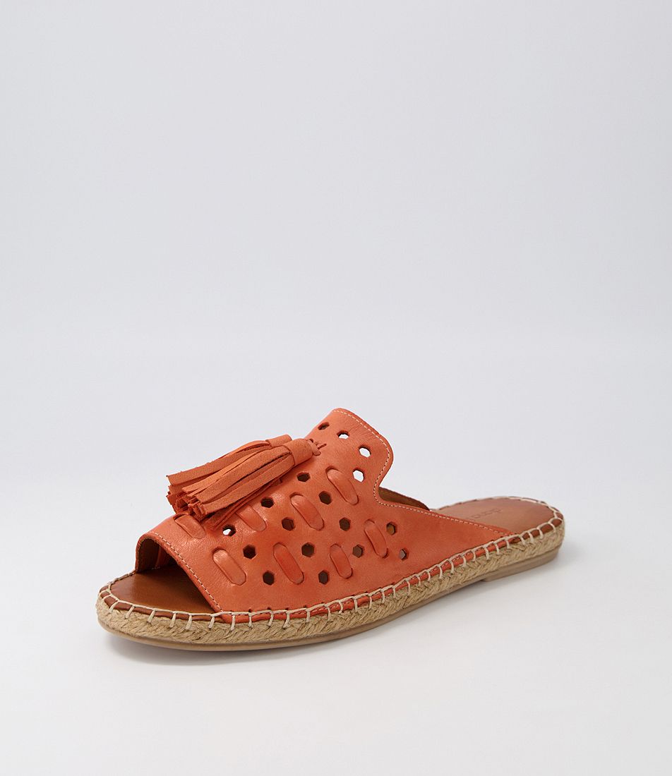 Pilette Orange Leather Espadrilles