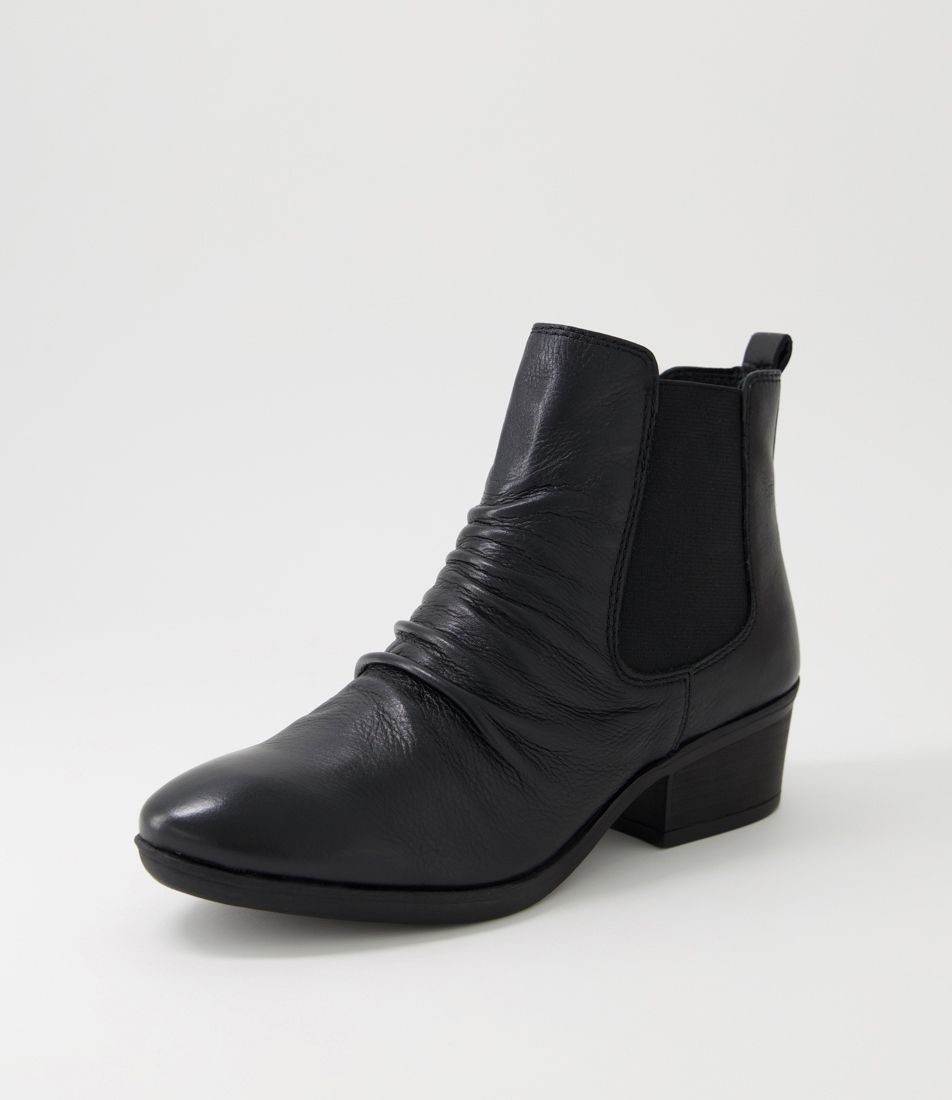 Zuri Black Leather Ankle Boots
