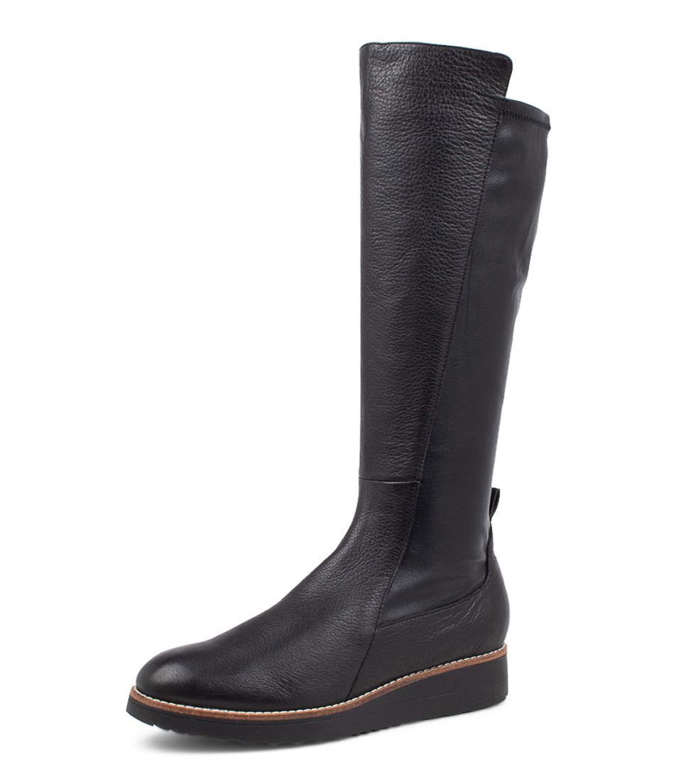 Oletta Black Leather Knee High Boots BS