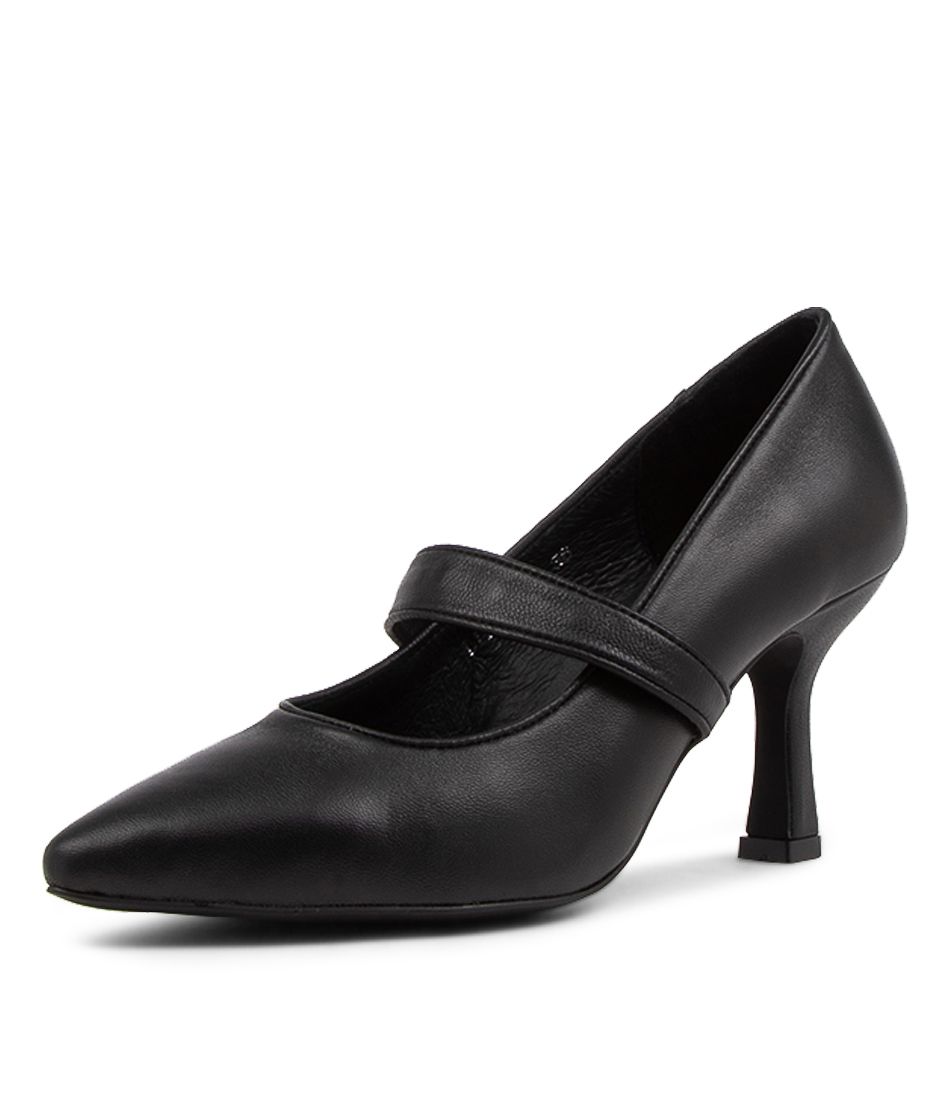 Lizeth Black Leather Heels