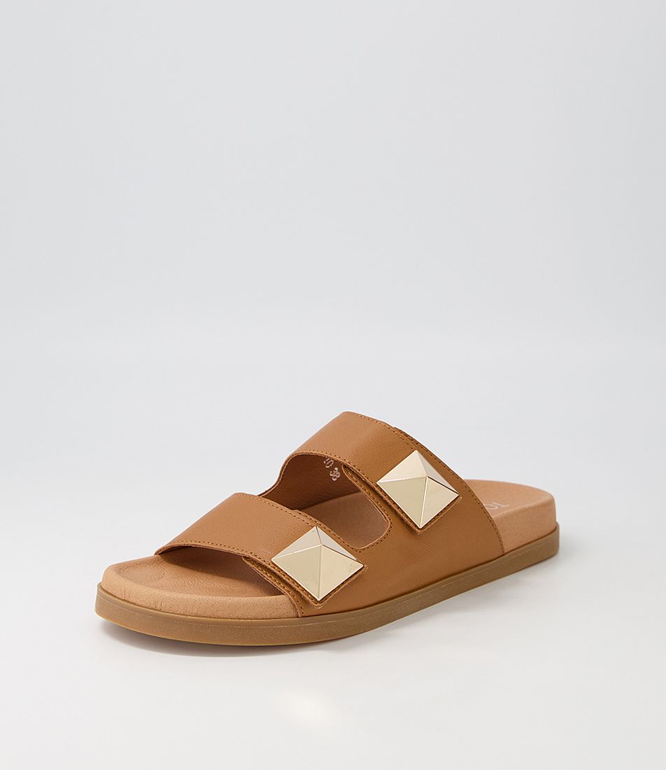 Redding Tan Leather Slides