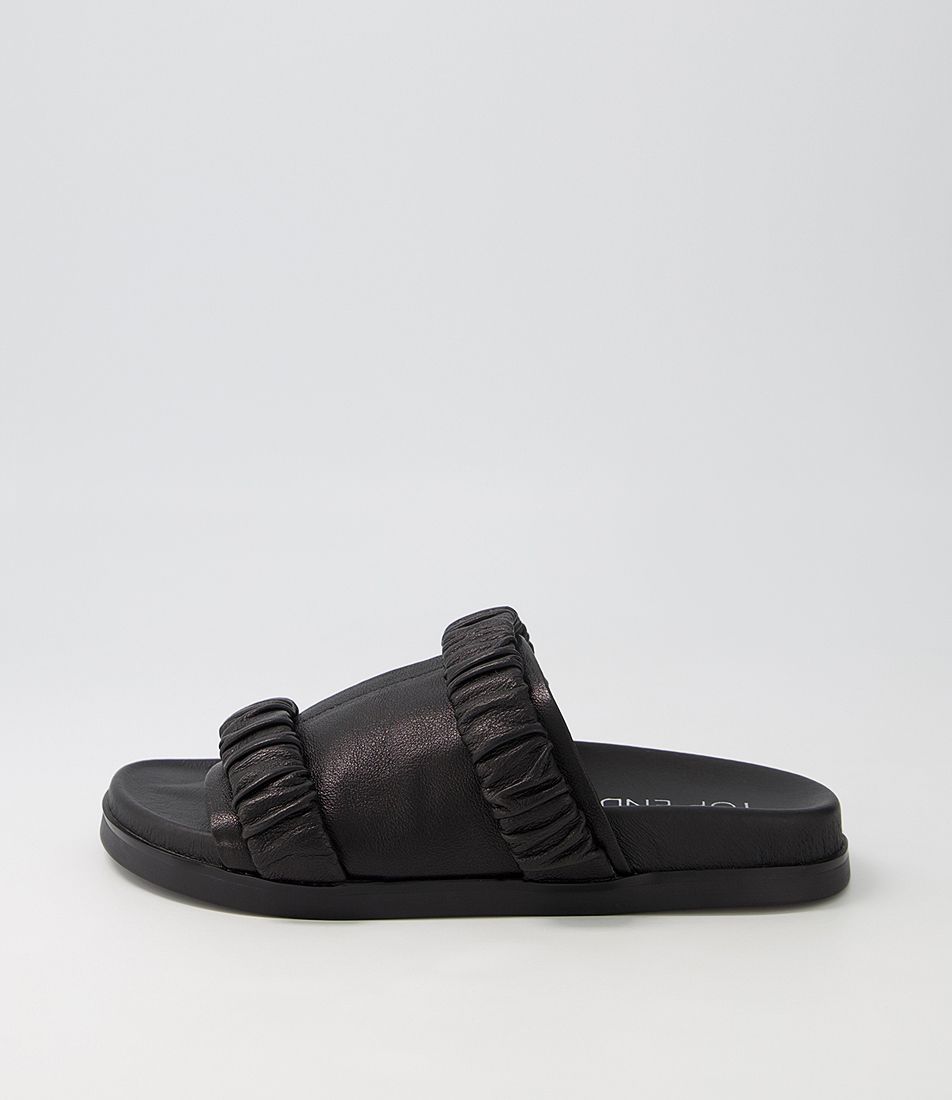 Resky Black Leather Slides