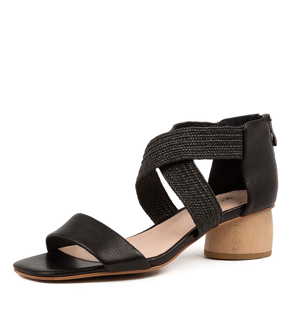 FIORAN DF BLACK NATURAL HEEL LEATHER WOVEN