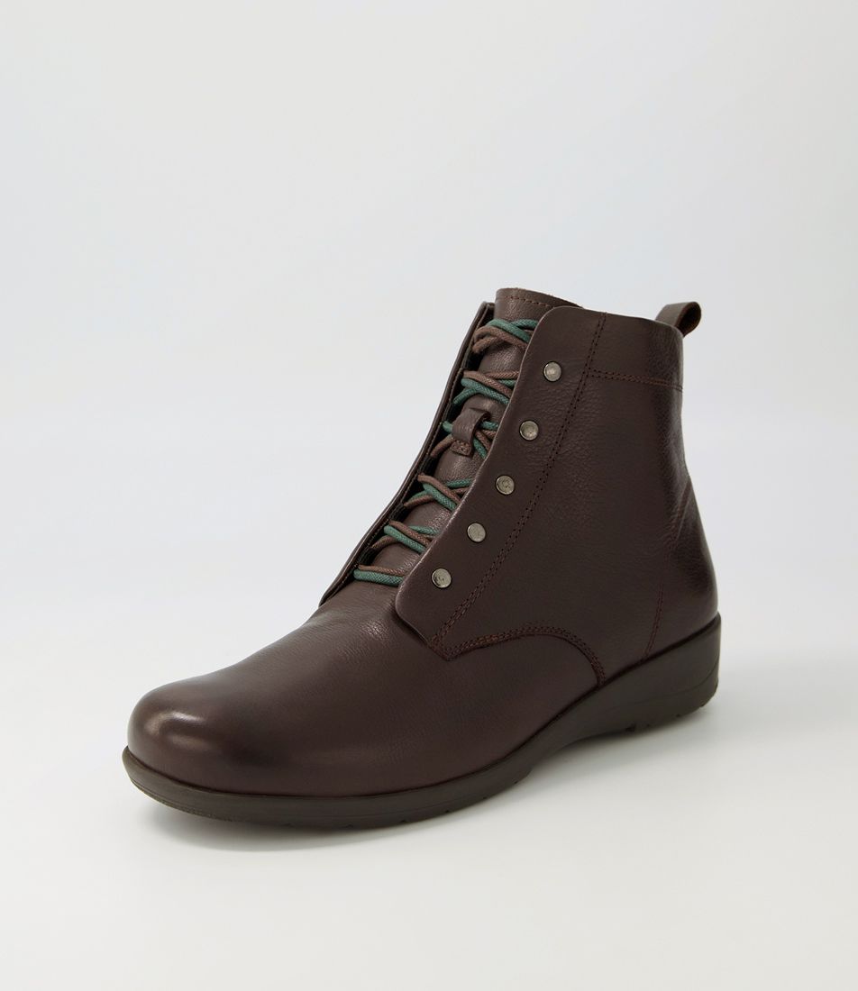 Potions Dark Brown Leather Lace Up Boots