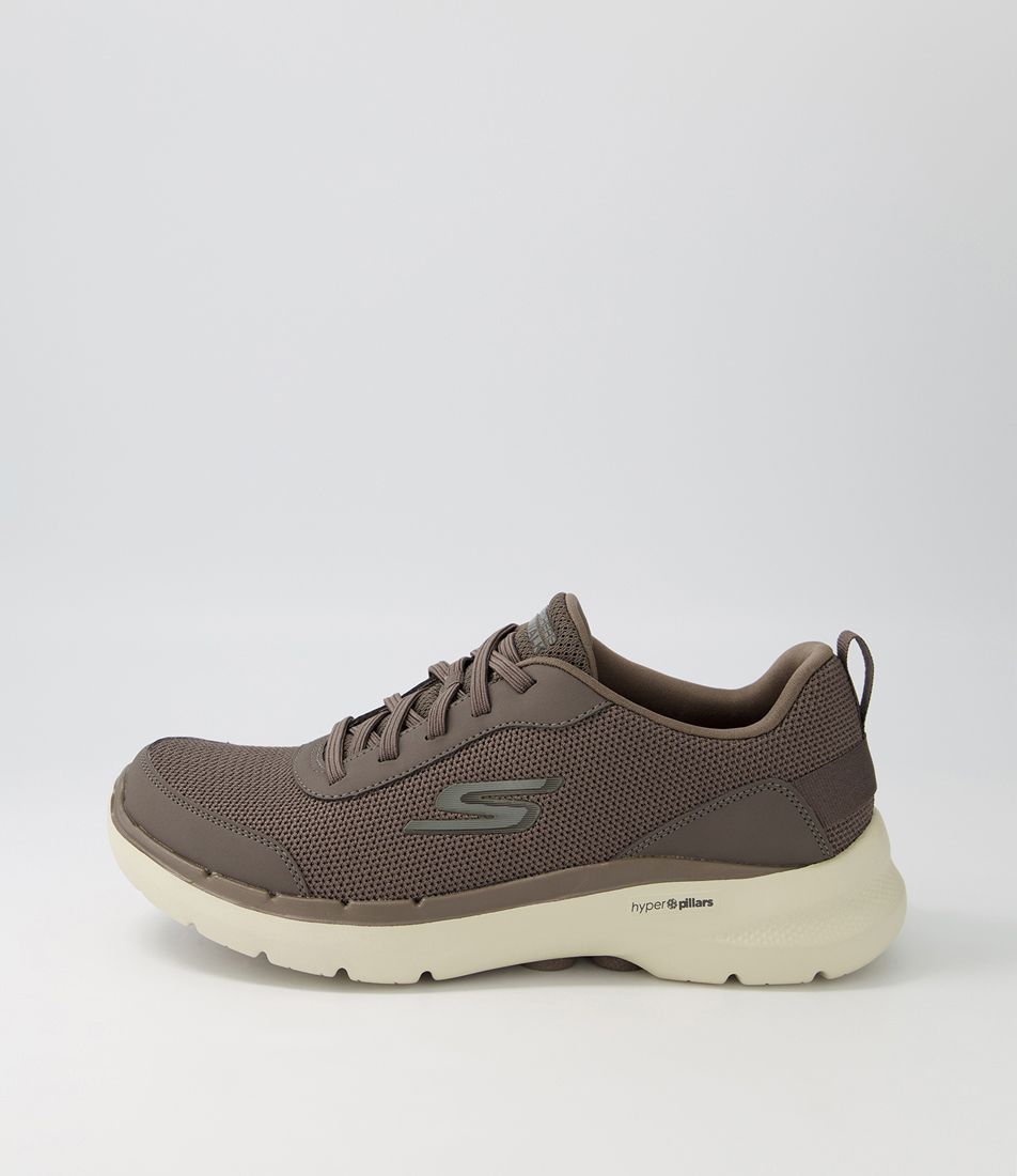 Go Walk 6 Taupe Mesh Sneakers