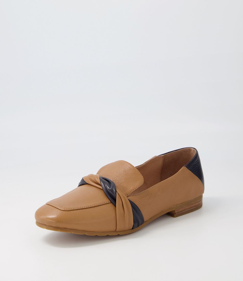 Majorca Dark Tan Navy Leather Loafers