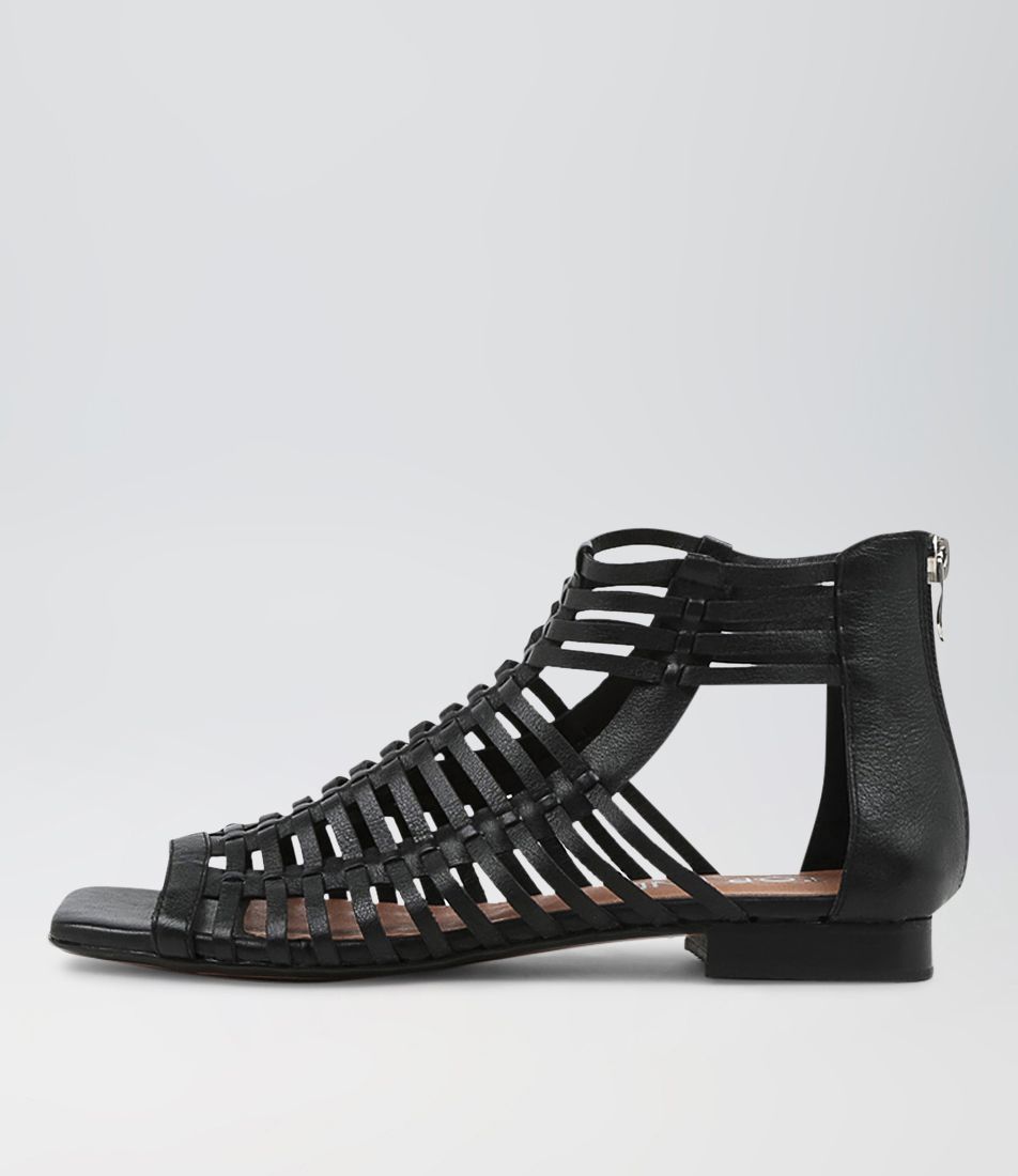 Kretta Black Leather Sandals