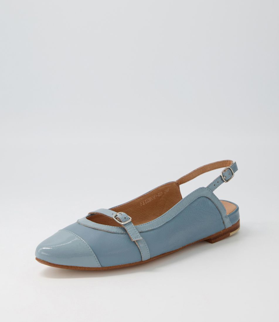 Fitzroy Denim Patent Leather Flat Shoes