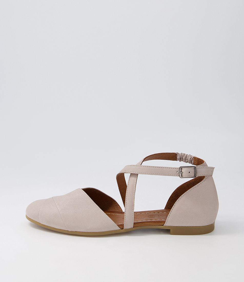 Serine Light Grey Leather Flat Shoes