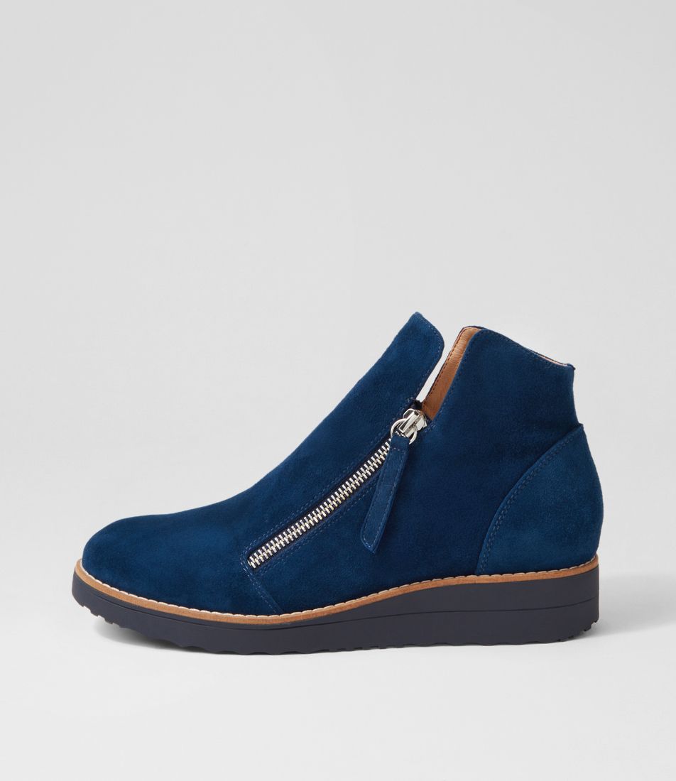 Ohmy Navy Suede Ankle Boots