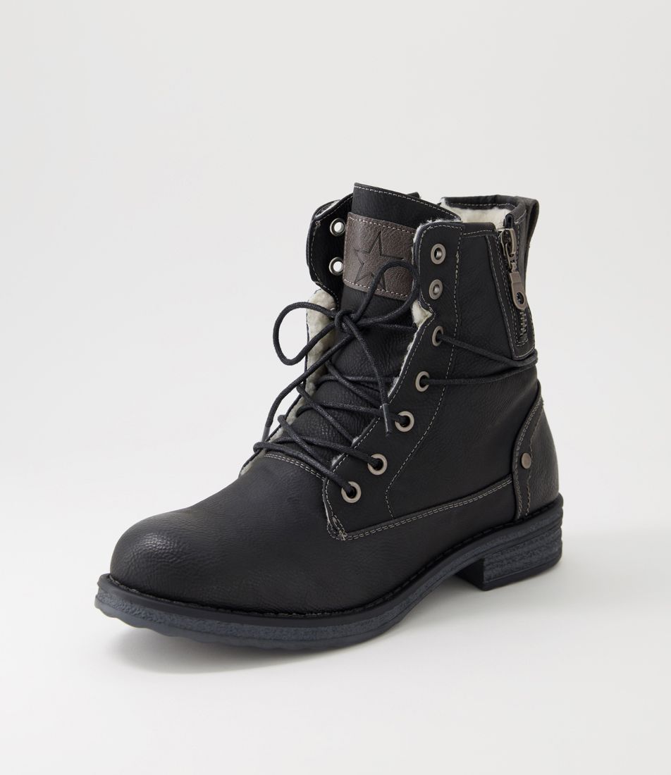 Miskeen Black Lace Up Boots