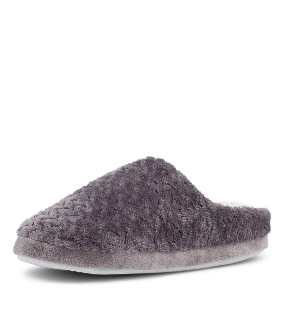 Fleecy Grey Fabric Slippers