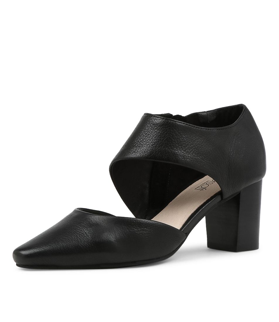 Naja2 Black Leather Pump Heels