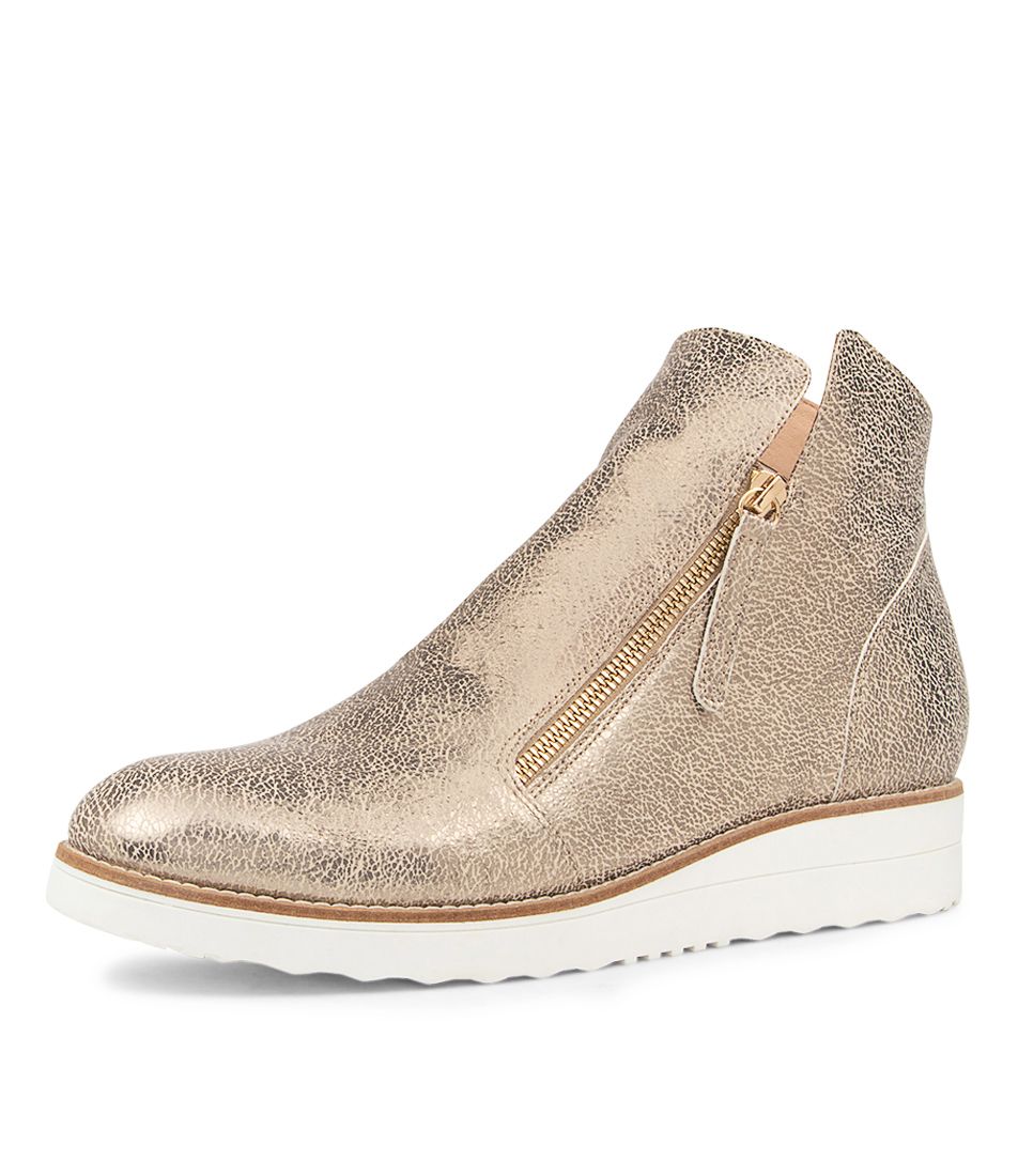 OHMY OLD GOLD LEATHER ANKLE BOOTS