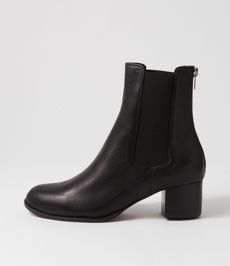 Blues Black Leather Ankle Boots