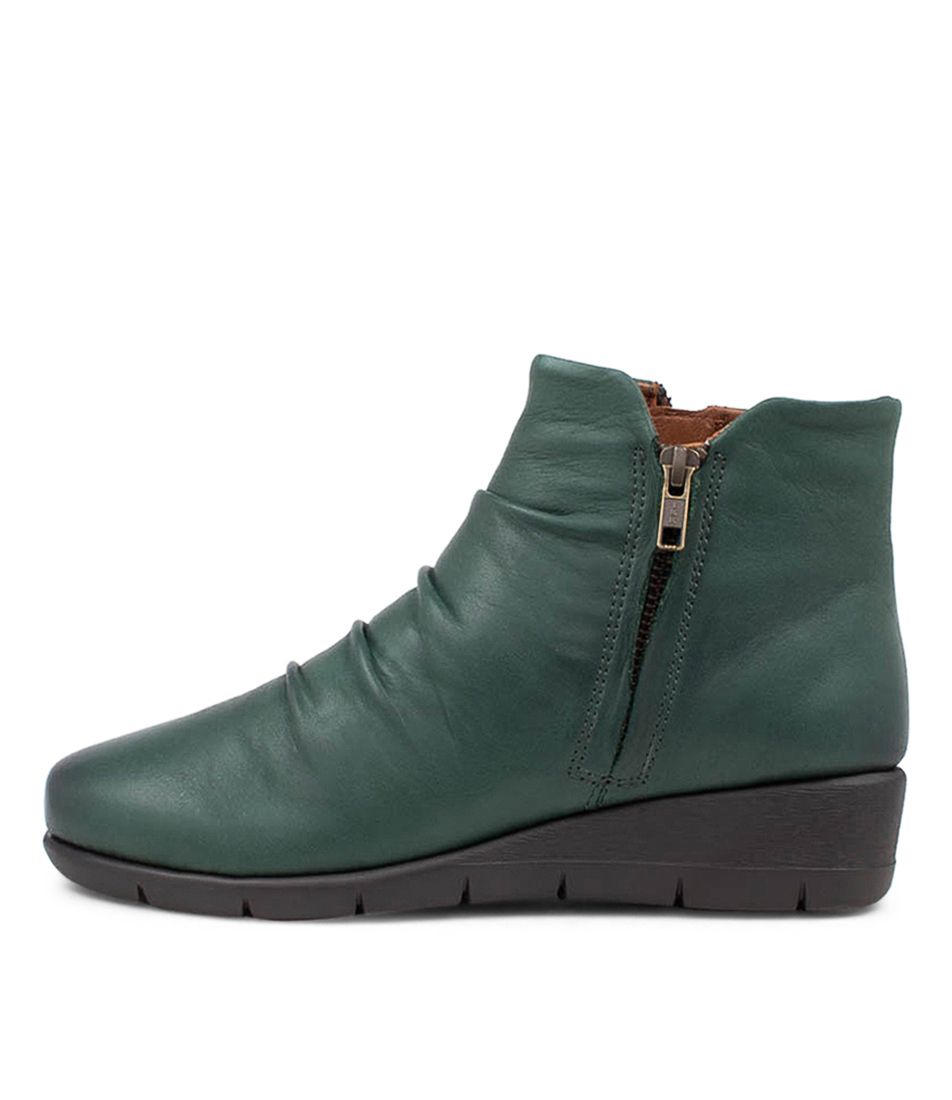 Maxie Light Forest Leather Ankle Boots