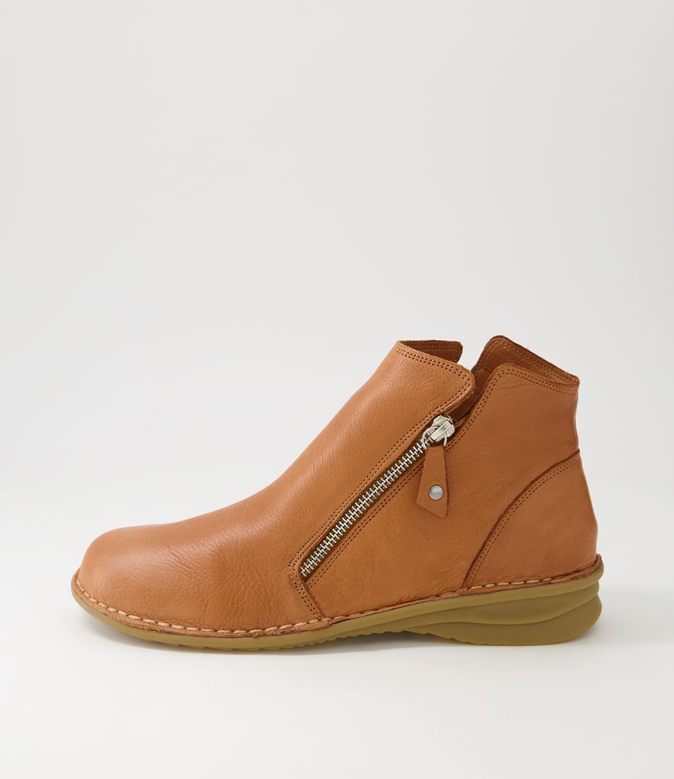 Nohmy Tan Leather Ankle Boots