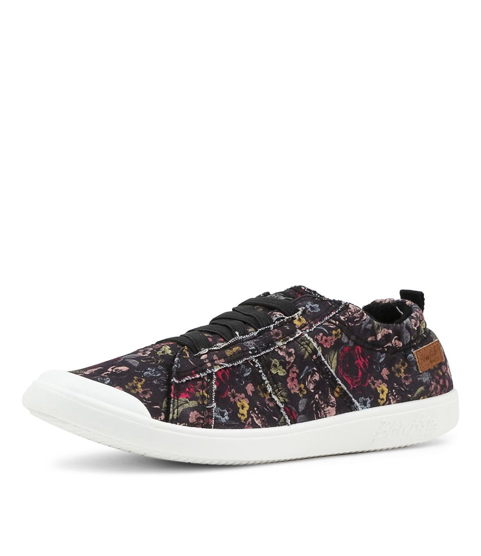 Vex Black Smashing Floral Canvas Sneakers