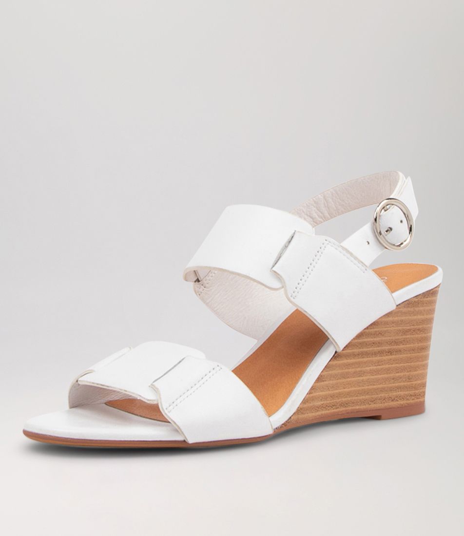 Shayme White Natural Heel Leather Sandals
