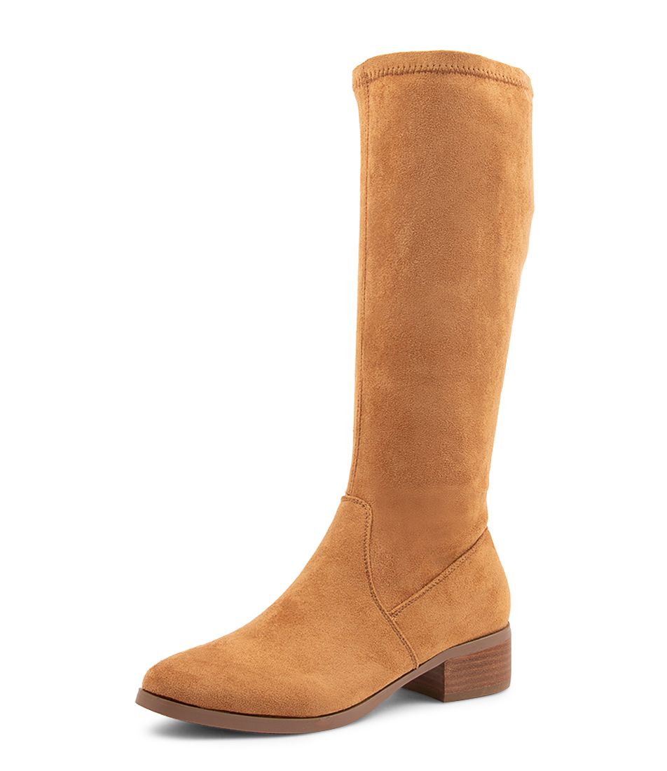 Tenner Caramel Stretch Microsuede Long Boots