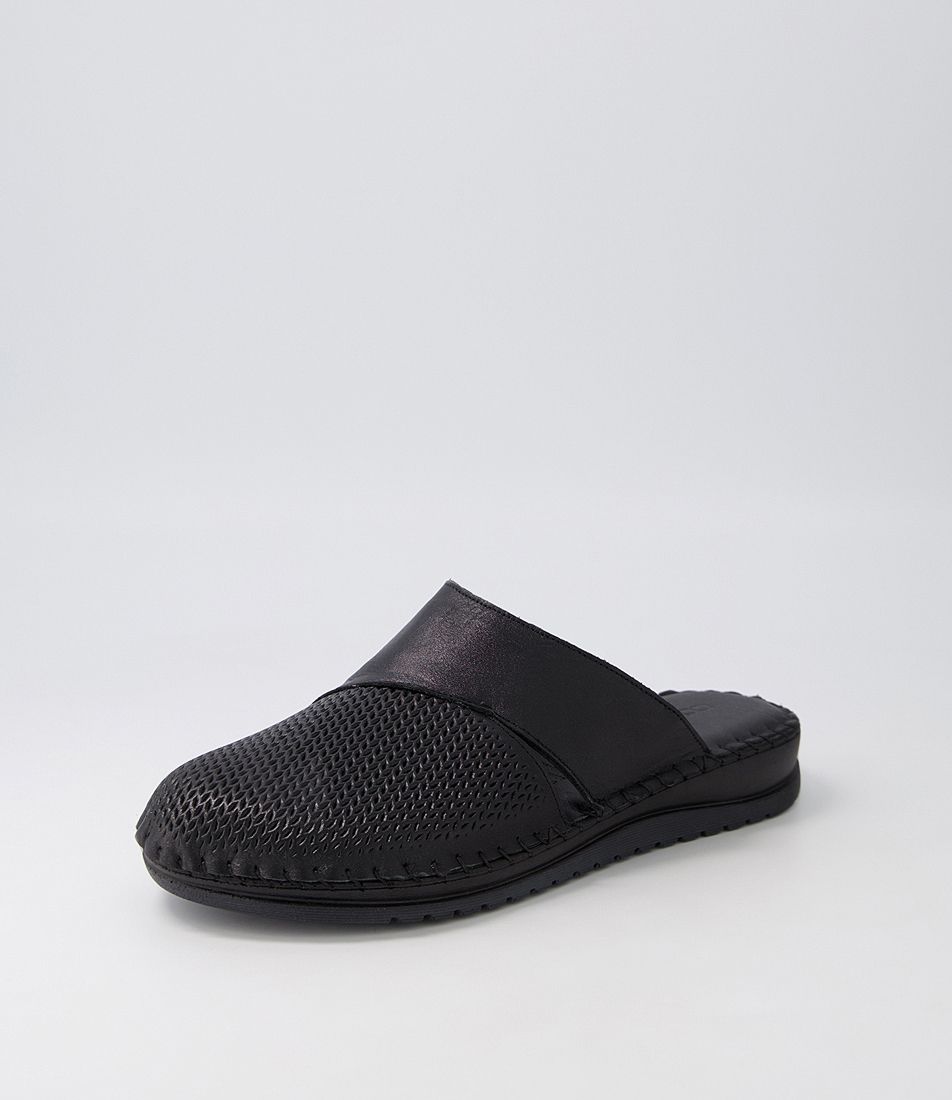 Krisaf Black Leather Mules